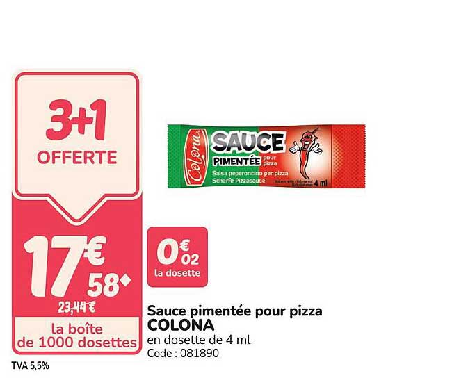 Sauce pimentée pour pizza COLONA en dosette de 4 ml