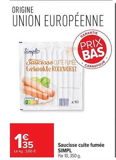 Saucisse cuite fumée SIMPL