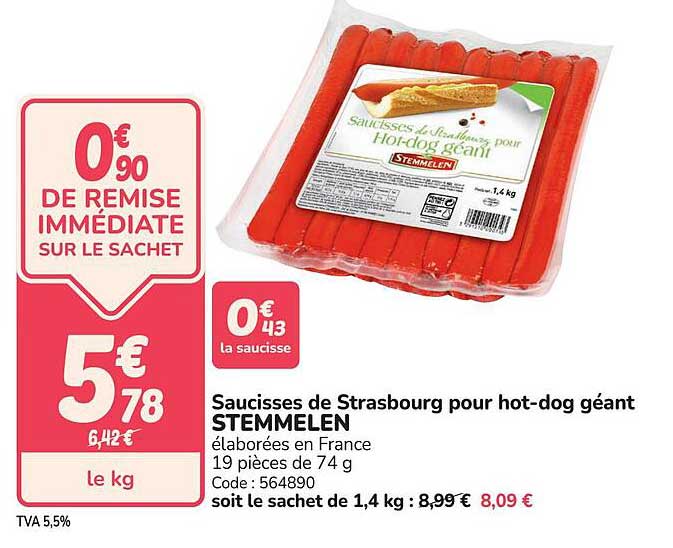 Saucisses de Strasbourg pour hot-dog géant STEMMELEN