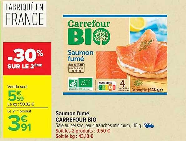 Saumon fumé CARREFOUR BIO
