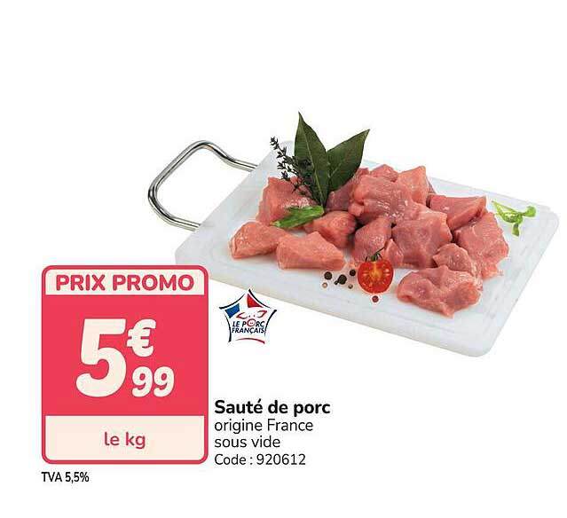 Sauté de porc origine France sous vide