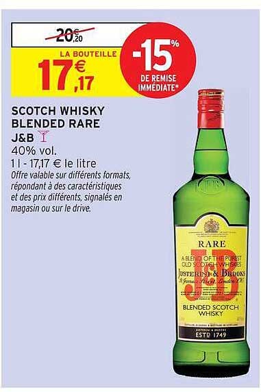 SCOTCH WHISKY BLENDED RARE J&B 40% vol.
