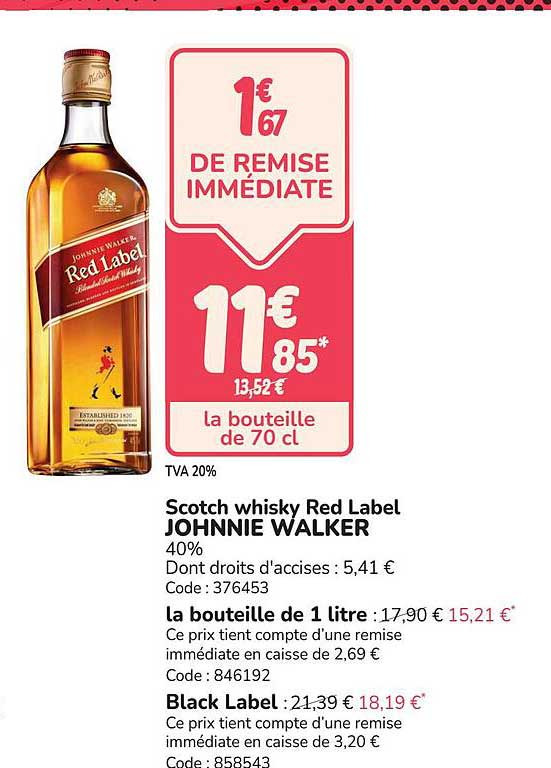 Scotch whisky Red Label JOHNNIE WALKER