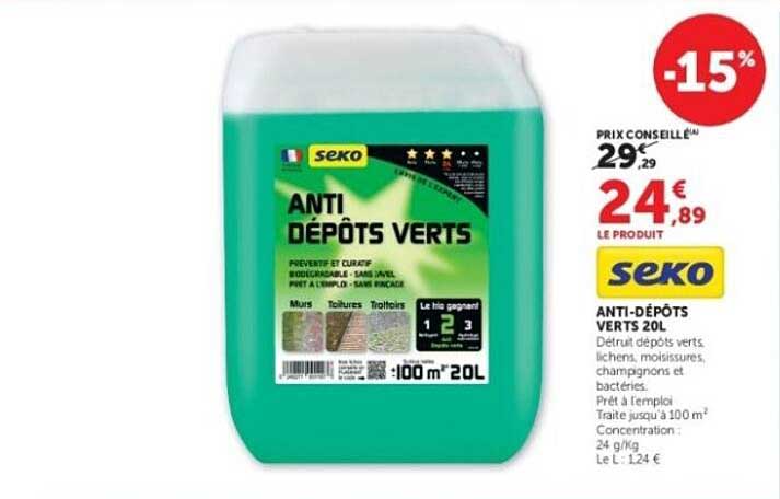 SEKO ANTI-DÉPÔTS VERTS 20L