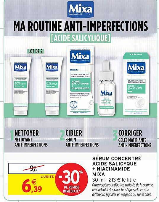 SÉRUM CONCENTRÉ ACIDE SALICYLIQUE + NIACINAMIDE MIXA 30 ml
