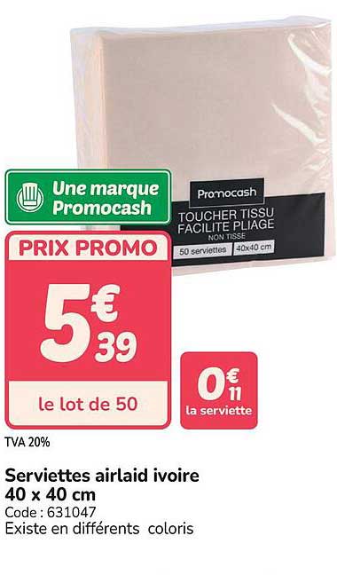 Serviettes airlaid ivoire 40 x 40 cm