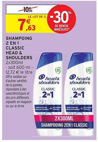 SHAMPOING 2 EN 1 CLASSIC HEAD & SHOULDERS 2x300ml