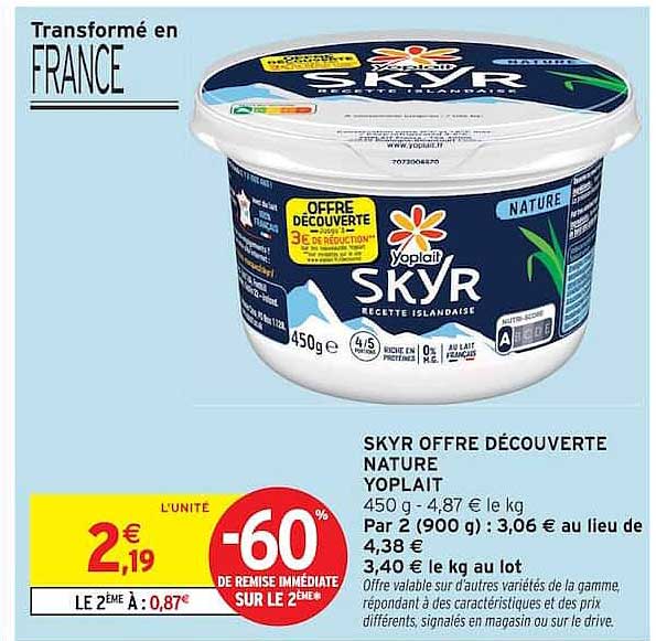 SKYR OFFRE DÉCOUVERTE NATURE YOPLAIT 450 g