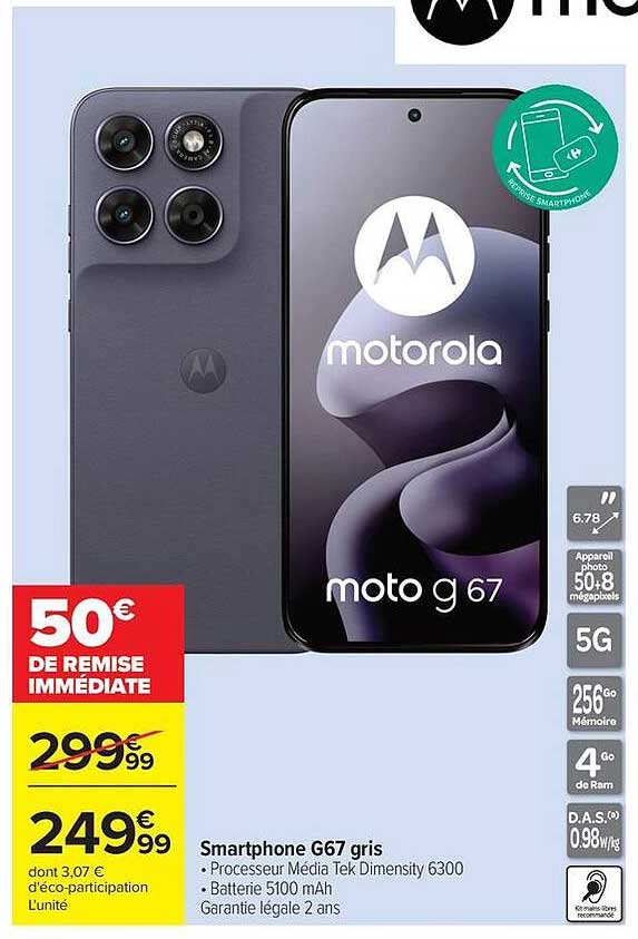 Smartphone G67 gris