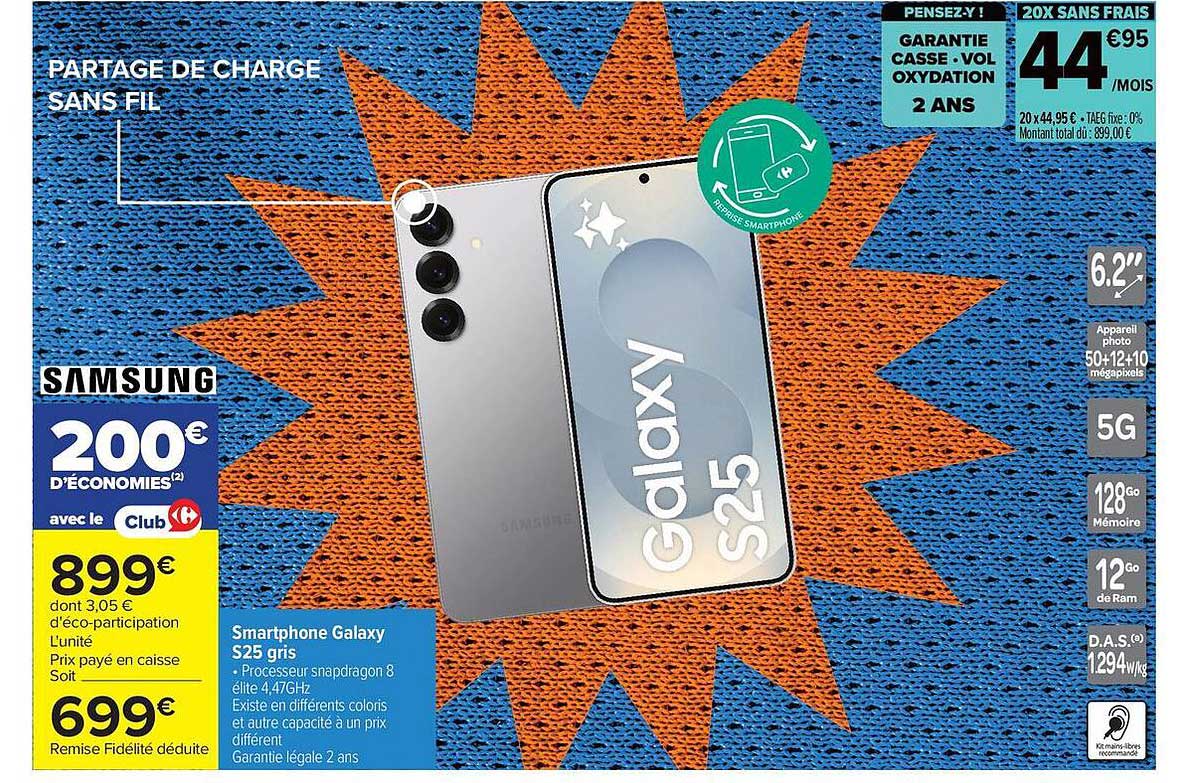 Smartphone Galaxy S25 gris