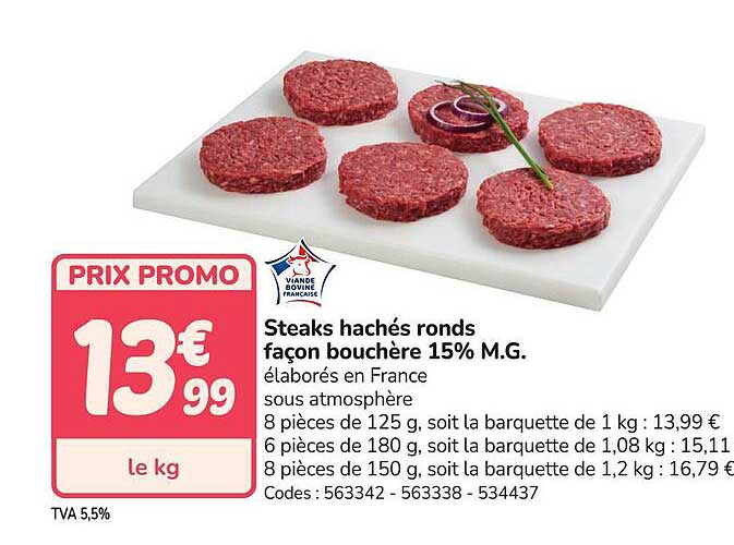 Steaks hachés ronds façon bouchère 15% M.G.