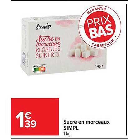 Sucre en morceaux SIMPL 1 kg.