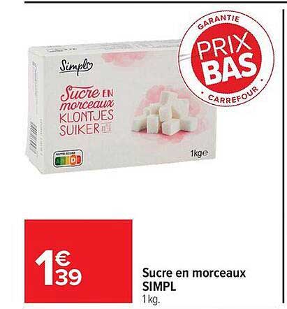 Sucre en morceaux SIMPL 1 kg.