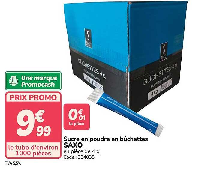 Sucre en poudre en bâchettes SAXO