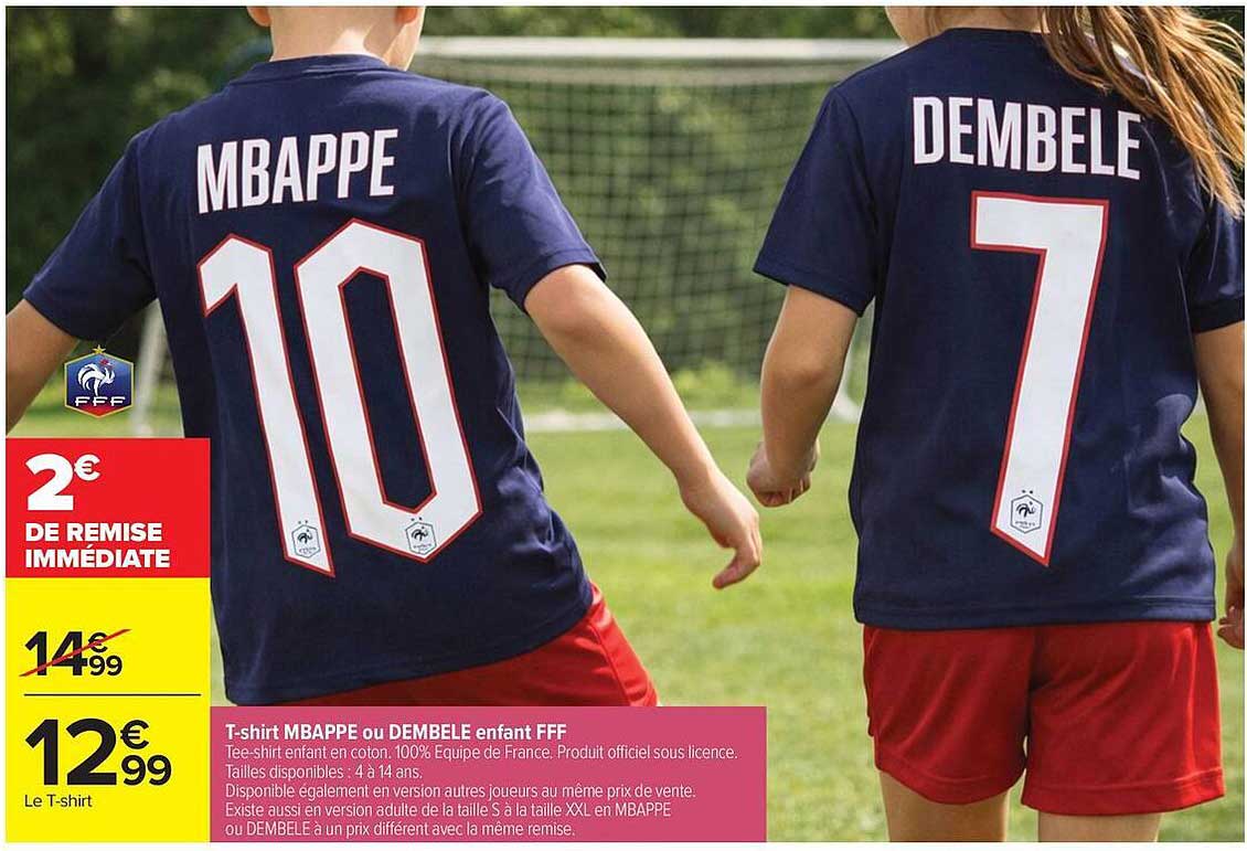 T-shirt MBAPPE ou DEMBELE enfant FFF