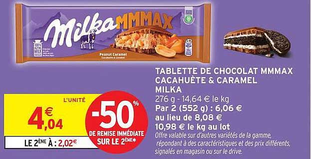 TABLETTE DE CHOCOLAT MMMAX CACAHUÈTE & CARAMEL MILKA