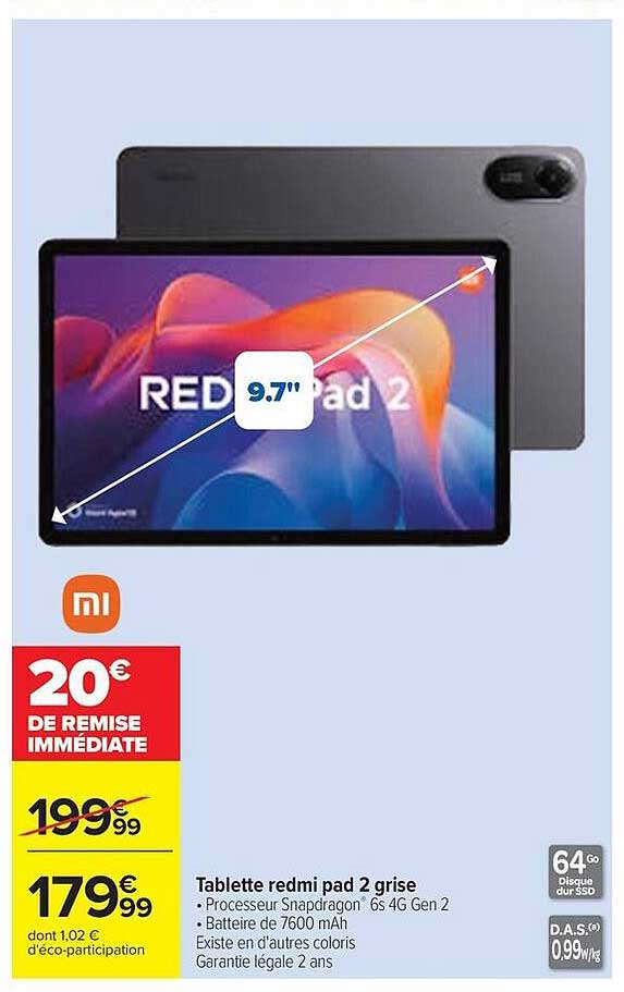 Tablette redmi pad 2 grise