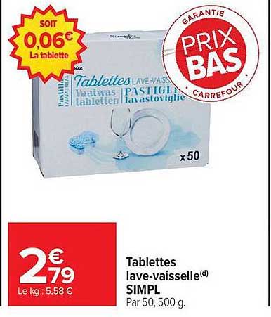 Tablettes lave-vaisselle SIMPL