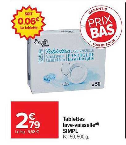 Tablettes lave-vaisselle SIMPL