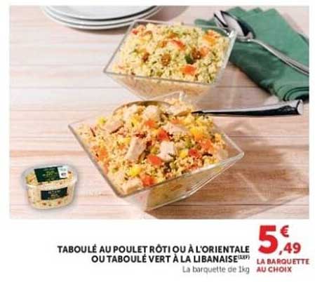 TABOULÉ AU POULET RÔTI OU À L'ORIENTALE OU TABOULÉ VERT À LA LIBANAISE