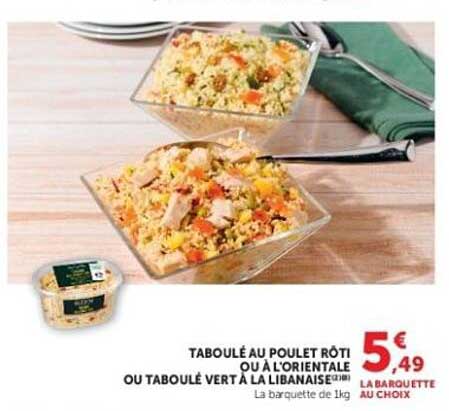 TABOULÉ AU POULET RÔTI OU TABOULÉ OU L’ORIENTALE OU TABOULÉ VERT À LA LIBANAISE