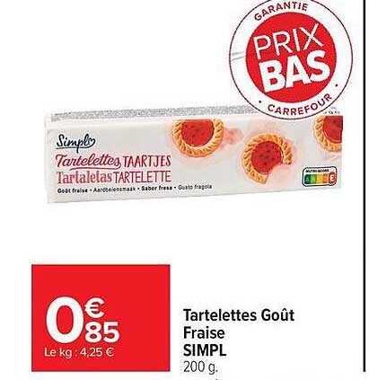 Tartelettes Goût Fraise SIMPL 200 g.