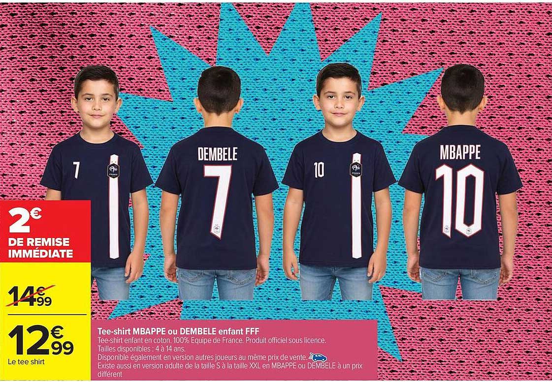 Tee-shirt MBAPPE ou DEMBELE enfant FFF