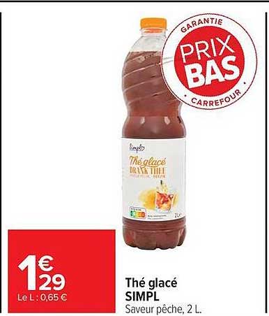 Thé glacé SIMPL Saveur pêche, 2 L