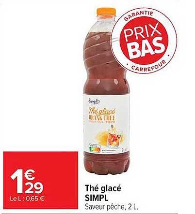 Thé glacé SIMPLE Saveur pêche, 2 L
