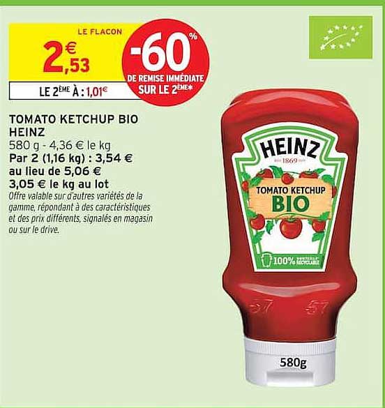 TOMATO KETCHUP BIO HEINZ