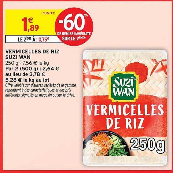 VERMICELLES DE RIZ SUZI WAN