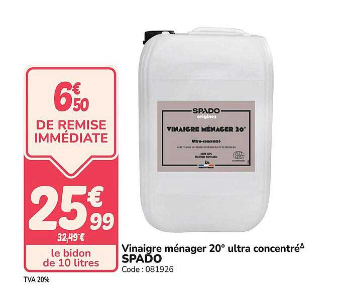 Vinaigre ménager 20° ultra concentré SPADO