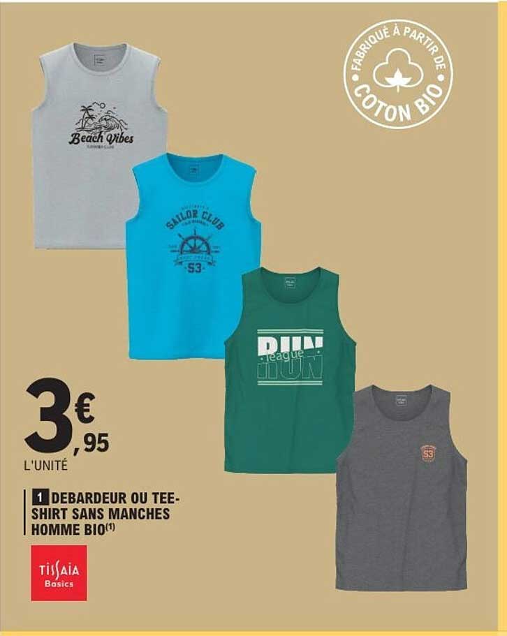1 DEBARDEUR OU TEE-SHIRT SANS MANCHES HOMME BIO