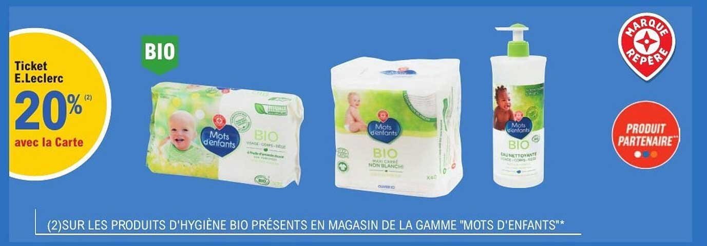 20% sur les produits d'hygiène BIO Mots d'enfants