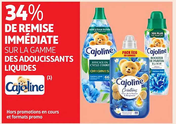 34% DE REMISE IMMÉDIATE SUR LA GAMME DES ADOUCISSANTS LIQUIDES