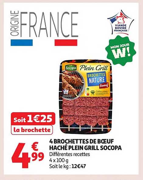 4 BROCHETTES DE BŒUF HACHÉ PLEIN GRILL SOCOPA