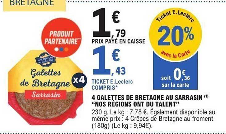 4 Galettes de Bretagne au Sarrasin