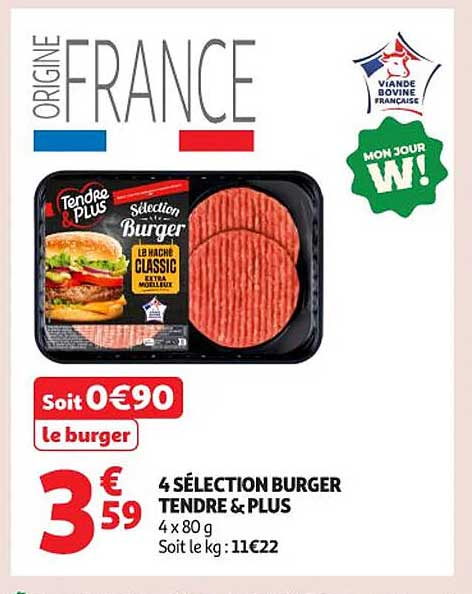 4 SÉLECTION BURGER TENDRE & PLUS
