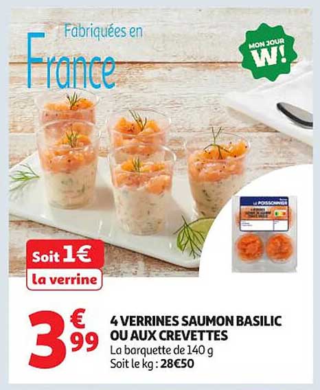 4 VERRINES SAUMON BASILIC OU AUX CREVETTES