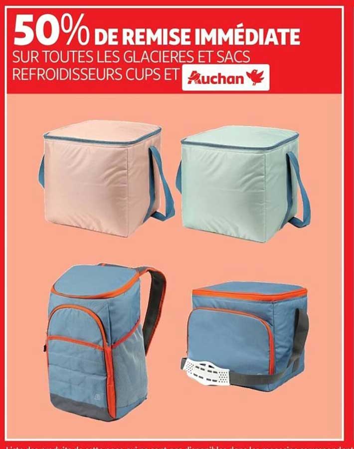50% DE REMISE IMMÉDIATE SUR TOUTES LES GLACIÈRES ET SACS REFRIGÉRATEURS CUPS