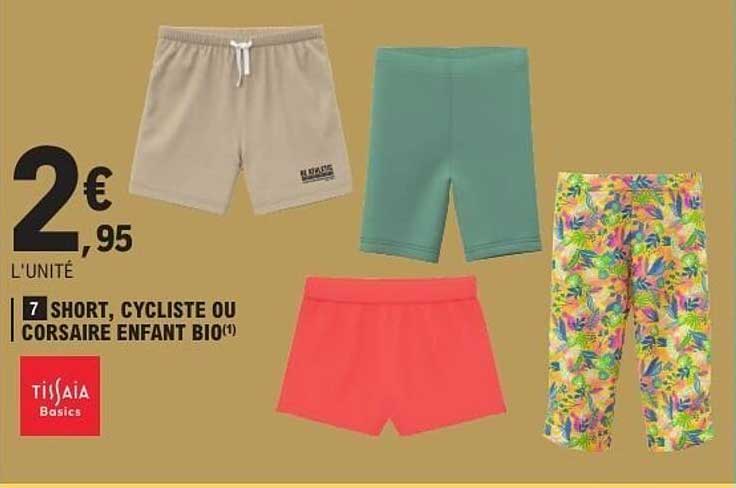 7 SHORT, CYCLISTE OU CORSAIRE ENFANT BIO