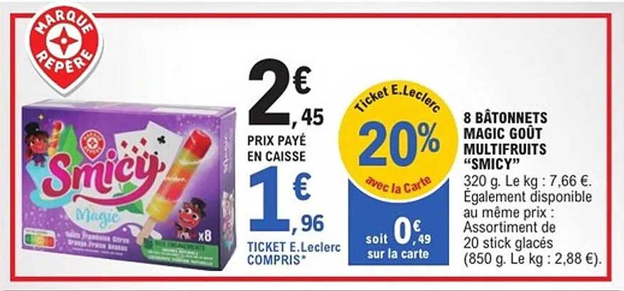 8 BÂTONNETS MAGIC GOÛT MULTIFRUITS “SMICY”