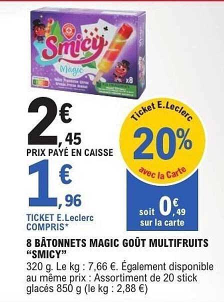 8 BÂTONNETS MAGIC GOÛT MULTIFRUITS “SMICY”