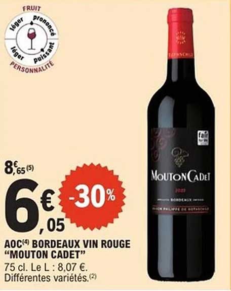 AOC Bordeaux Vin Rouge "MOUTONCADET"