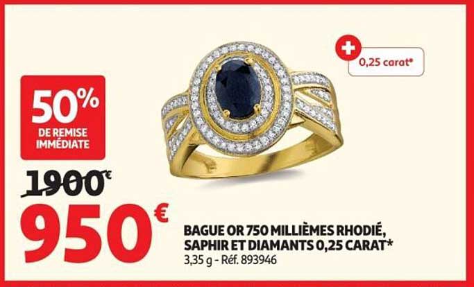 BAGUE OR 750 MILLIÈMES RHODIÉ, SAPHIR ET DIAMANTS 0,25 CARAT*