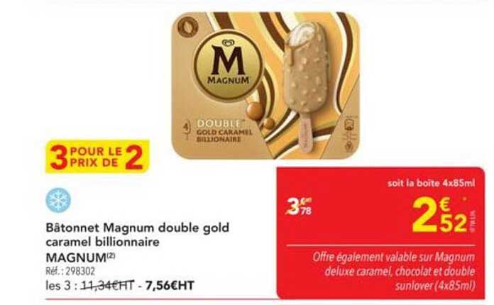 Bâtonnet Magnum double gold caramel milliardaire