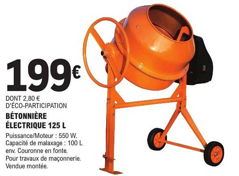 BÉTONNIÈRE ÉLECTRIQUE 125 L