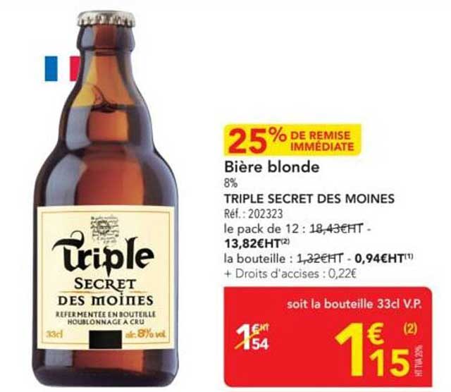 Bière blonde 8% TRIPLE SECRET DES MOINES