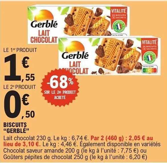 BISCUITS "GERBLÉ" LAIT CHOCOLAT