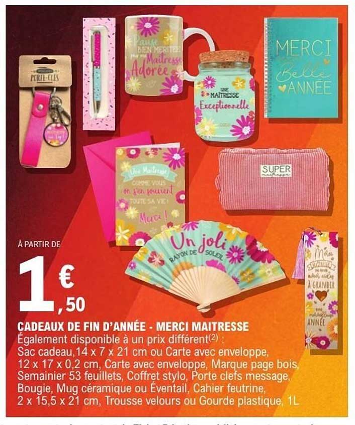 CADEAUX DE FIN D'ANNÉE - MERCI MAITRESSE